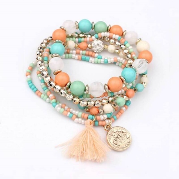 UshopTwo Jewelry - Multi Layered Stretch Bracelet Tassel Design